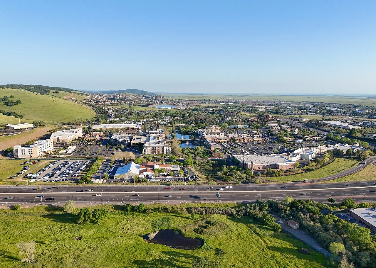 Aerial view of El Dorado Hills town center, California