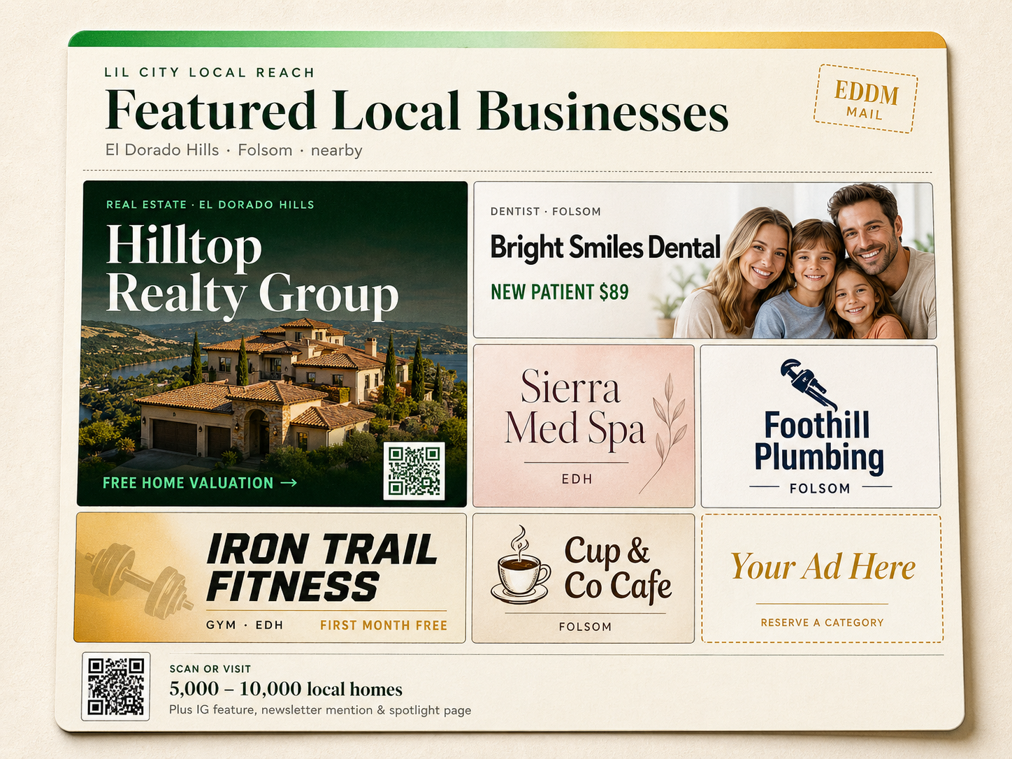 Lil City shared EDDM postcard featuring local businesses